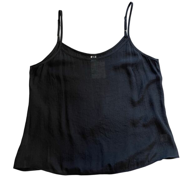 NWT Gaya Minimalist Black Delicate Silk Cotton Spaghetti Strap Tank Top Medium - Picture 1 of 8